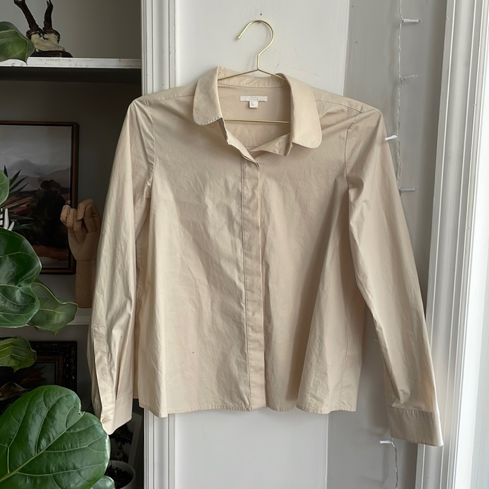 COS light tan button up shirt